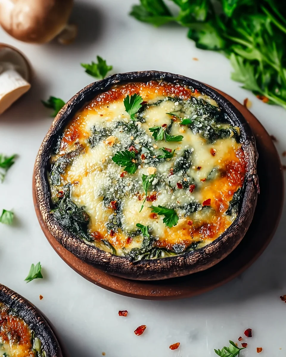 Spinach and Cheese Stuffed Portobello Mushroom 22 Spinach